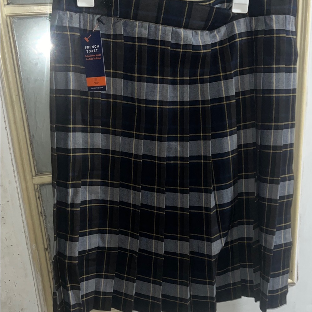 French Toast Women's Navy and Gray Plaid A-Line Skirt